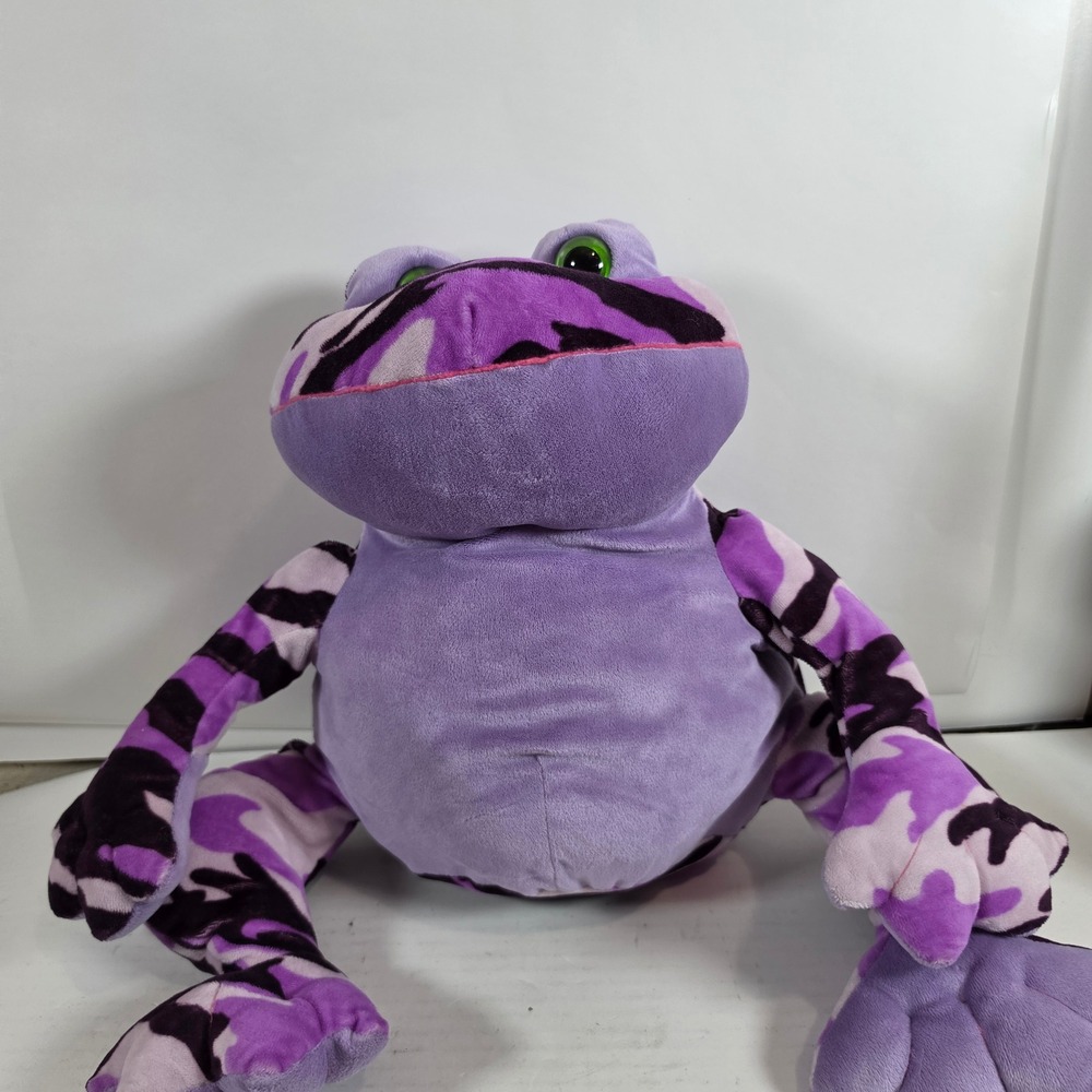 Animal Alley Purple Camo Frog Plush‎ Stuffed Animal Green Eyes Toys R Us Rare
